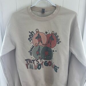 Gildan Beige Graphic Women's Crew Neck Sweater